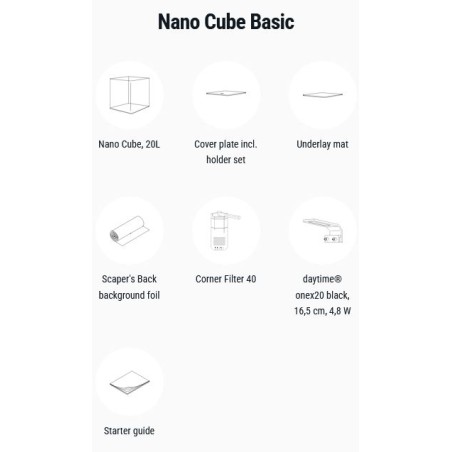 Dennerle Nano Cube Basic 20L - Mini acquario panoramico cm25x25x30h con filtro e LED