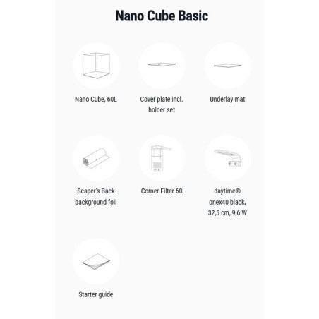 Dennerle Nano Cube Basic 60L - Mini acquario panoramico cm38x38x43h con filtro e LED