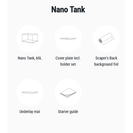 Dennerle Nano Tank 60L - acquario con vetro panoramico cm60x35x30h