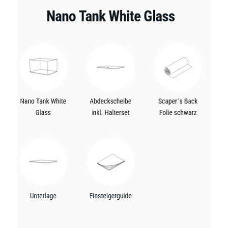 Dennerle Nano Tank White Glass 55L - acquario con vetro panoramico extrachiaro cm45x36x34h