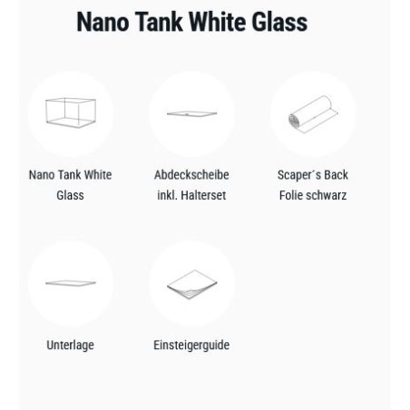 Dennerle Nano Tank White Glass 70L - acquario con vetro panoramico extrachiaro cm50x39x36h