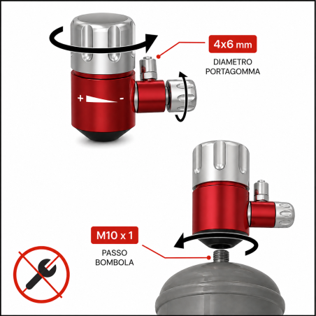 EHEIM Riduttore di Pressione CO2 per Bombola Usa e Getta 500g passo standard 10x1