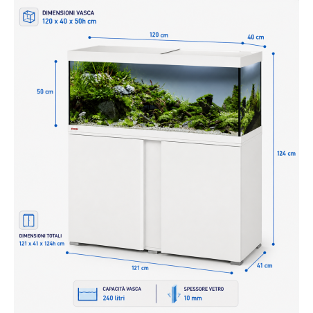 Eheim Vivaline LED 240 Combi Bianco - acquario 240L cm120x40x50h con supporto,illuminazione,filtro e riscaldatore