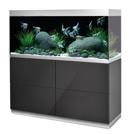 Oase HighLine Optiwhite 400 Antracite - acquario 413L cm140x50x63h in extrachiaro completo di supporto