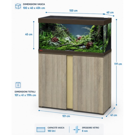 Eheim Vivaline LED 180 Combi Rovere Grigio - acquario 180L cm100x40x45h con supporto,illuminazione,filtro e riscaldatore