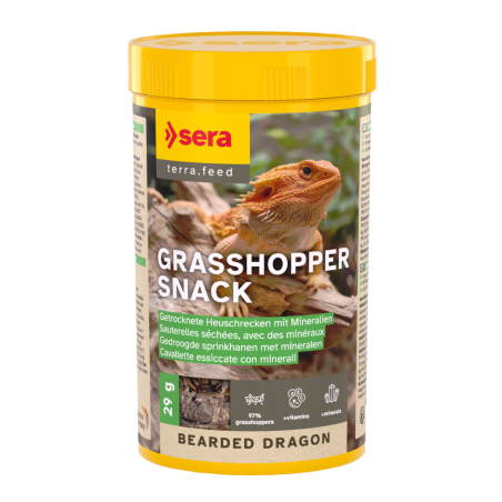 Sera Bearded Dragon Grasshopper Snack 250ml/29g - Cavallette essiccate per draghi barbuti