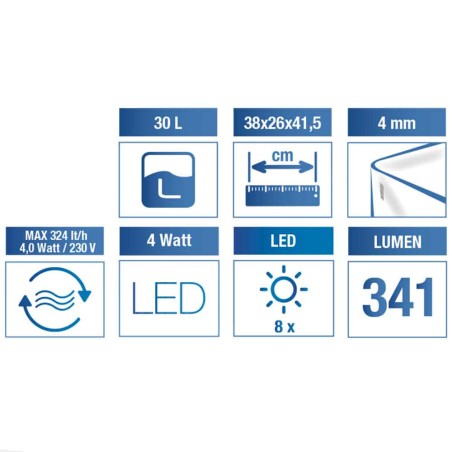 Amtra Laguna 40 LED – Acquario panoramico 30L cm38x26x41,5h completo con illuminazione e filtro