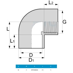 PVC Gomito 90° Filetto Femmina 3/8" - Ø16 2