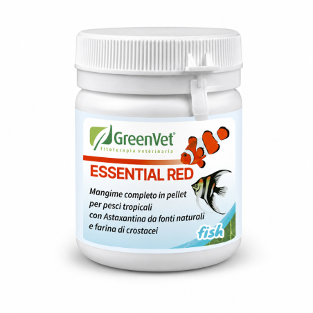 GreenVet Essential Red 70 g – Mangime in Pellet con farina d’insetto e Astaxantina per tutti i Pesci tropicali