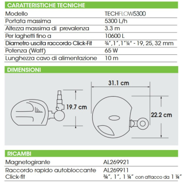 Askoll Pond Tech Flow 5300 - Pompa per Laghetto...