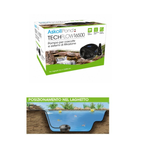 Askoll Pond Tech Flow 16500 - Pompa per Laghetto - portata 16500L/h - prevalenza 4,70 mt