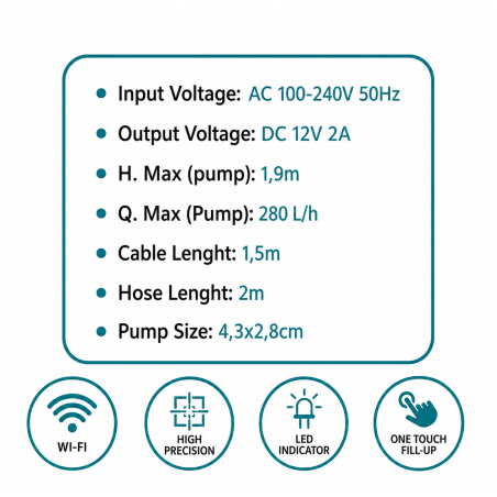Whimar Smart ATO Micro WiFi Plus - Sistema di rabbocco automatico WiFi con controllo tramite App per iOS e Android