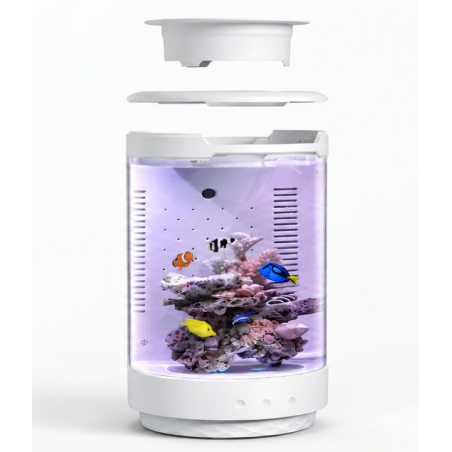 MicMol Aqua Pod 4 – Mini acquario da tavolo 4,3 litri con filtro e illuminazione LED