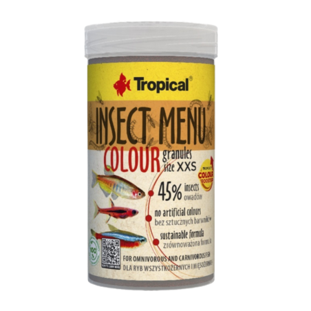 Tropical Insect Menu Colour Granules size XXS 0,5mm 100ml/45gr - microgranuli per la colorazione di pesci d'acqua dolce