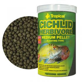 Tropical Cichlid Herbivore Small Pellet 1000ml / 360gr - Vegetable food with Spirulina for everyday feeding of young cichlids and small herbivorous cichlids